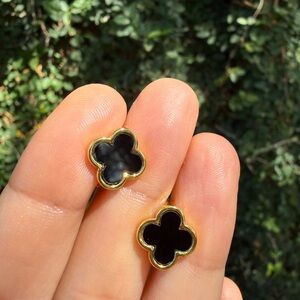 Gold and Black Clover Earrings